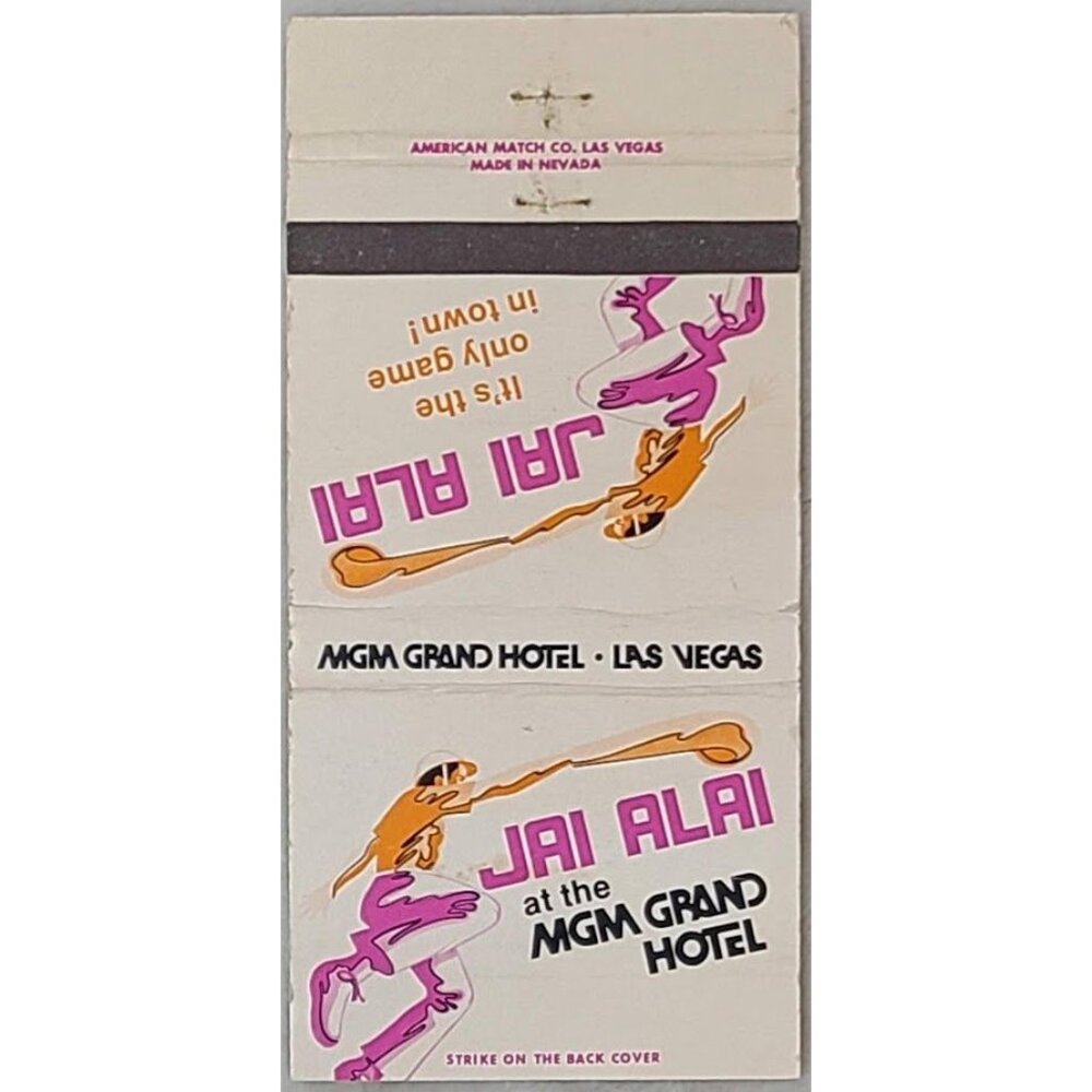 Vintage MGM Grand Hotel Jai Alai Matchbook Cover Las Vegas Nevada